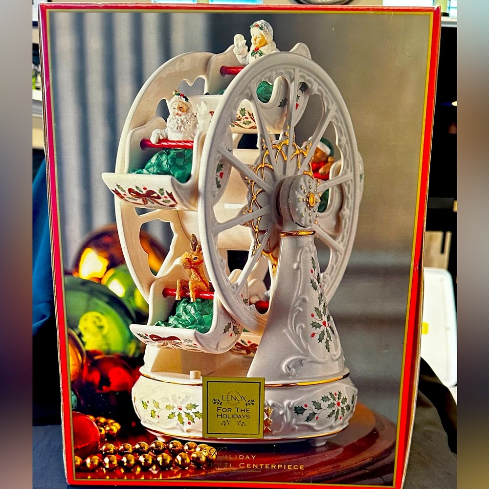 Vintage New in Box Lenox Ferris Wheel Musical Centerpiece Holiday - 12 Songs